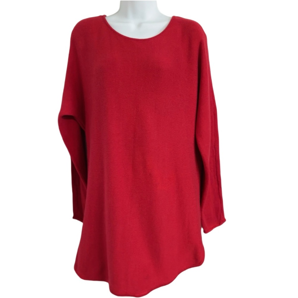 Michael Kors Red Tunic Sweater Gold Zipper Classic Preppy
